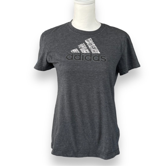 Adidas Women’s Gray Logo Short Sleeve T-Shirt | Size M - Picture 2 of 10